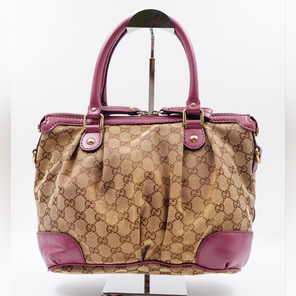 AQ28❤️ GUCCI Monogram Sukey Top Handle Satchel - Picture 6 of 15